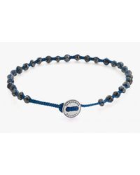 Tateossian - Diamond Knot Bracelet In Blue Macramé With 30 Black Diamonds & Silver Button for Men - Lyst