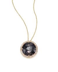 KALAN by Suzanne Kalan | Metallic Black Night Quartz, White Sapphire & 14k Yellow Gold Round Pendant Necklace | Lyst