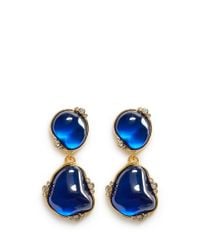 Kenneth Jay Lane | Blue Cabochon Stone Drop Clip Earrings | Lyst