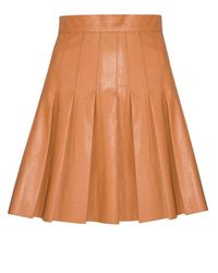 Pixie Market - Brown Leather Pleated Mini Skirt - Lyst