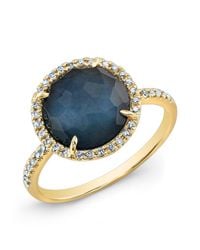 Anne Sisteron - Blue 14kt Yellow Gold Dark Azul Diamond Round Cocktail Ring - Lyst