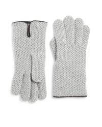 Portolano | Gray Leather-trim Honeycomb Stitched Cashmere Gloves | Lyst
