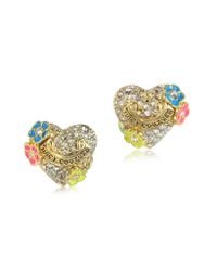 Juicy Couture - Multicolor Pave Heart and Flower Stud Earring - Lyst