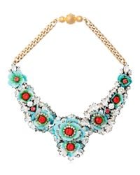 Shourouk | Blue Apolonia Gold-tone, Crystal And Sequin Necklace | Lyst