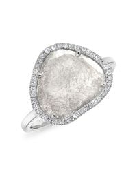 Anne Sisteron - Metallic 14kt White Gold Organic Diamond Slice Ring - Lyst