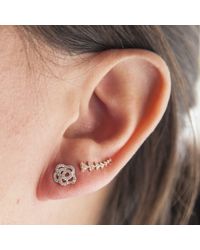 Anne Sisteron - Pink 14kt Rose Gold Diamond Floral Stud Earrings - Lyst