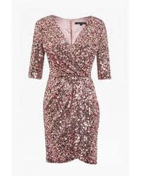 French Connection | Gray Lunar Sparkle Sequin Wrap Dress | Lyst
