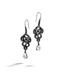 John Hardy | White Drop Braided With Black Ruthenium Earrings | Lyst
