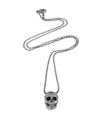Philipp Plein | Metallic Silver Tone Metal Skull Necklace W/Black Crystals | Lyst