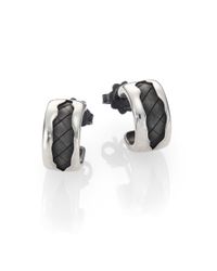 Bottega Veneta | Metallic Sterling Silver Intrecciato Hoop Earrings/0.3 | Lyst