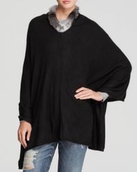 Gaynor | Black Rabbit Fur Trimmed Poncho | Lyst