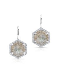 Anne Sisteron | Metallic 14kt White Gold Labradorite Diamond Hexagon Dangle Earrings | Lyst