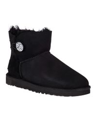 UGG | Mini Bailey Button Bling Ankle Boot Black Suede | Lyst