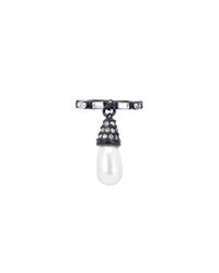 Oscar de la Renta | White Pearl Pendant Crystal Baguette Ring | Lyst