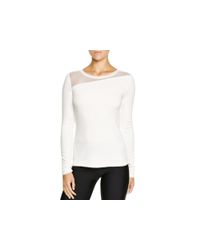 Elie Tahari | White Kaori Mesh Yoke Shirt | Lyst
