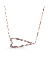 Anne Sisteron - Metallic 14kt Rose Gold Diamond Sideways Heart Necklace - Lyst