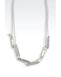 Emporio Armani | Metallic Necklace In Silver And Mother-of-pearl | Lyst