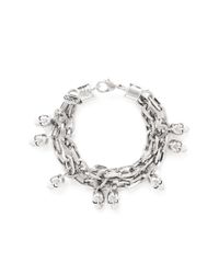 Alexander McQueen | White Crystal Skull Chain Bracelet | Lyst