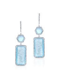 Anne Sisteron - Blue 14kt White Gold Aquamarine Diamond Geometric Earrings - Lyst