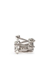 Alexander McQueen | Metallic Twin Skull Stud Ring | Lyst