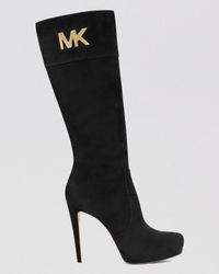 Lyst - Michael michael kors Tall Dress Boots - Hayley Mk Logo Plate ...