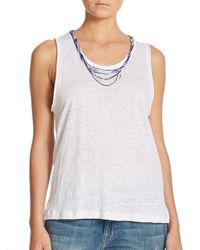 Generation Love | White Beaded Linen Muscle Tee | Lyst