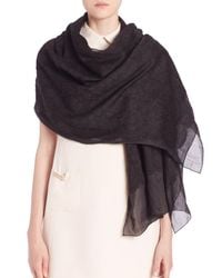 Valentino | Black Lace Jacquard Cashmere and Silk Scarf | Lyst