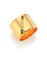 Elizabeth and James | Metallic Paxton White Topaz & Black Spinel Ring | Lyst