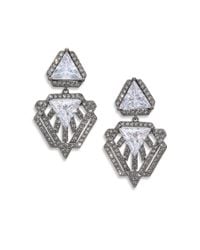 Adriana Orsini | Metallic Deco Pave Triangle Small Drop Earrings/gunmetal-tone | Lyst