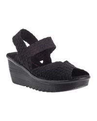 Bernie Mev | Fame Wedge Sandal Black Fabric | Lyst