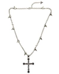 John Richmond | Metallic Roses & Cross Necklace | Lyst