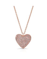 Anne Sisteron - Pink 14kt Rose Gold Diamond Heart Pendant Necklace - Lyst