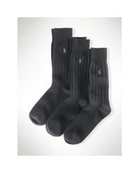 Polo Ralph Lauren | Gray Combed Cotton Rib Sock 3-pack for Men | Lyst