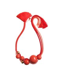 Marion Vidal | Red Silk Cord Ceramic Necklace | Lyst