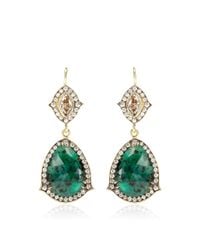 Sylva & Cie | Green One Of A Kind Emerald and Champagne Diamond Earrings | Lyst