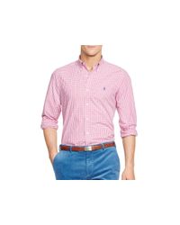 Polo Ralph Lauren | Pink Checked Poplin Slim Fit Button Down Shirt for Men | Lyst