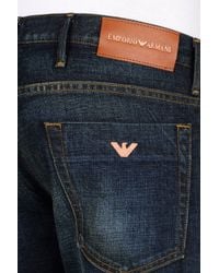 Emporio Armani | Blue Slim Fit Dark Wash Jeans for Men | Lyst