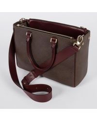 Paul Smith | Gray Women's Grey And Damson Calf Leather Double Zip Tote Bag | Lyst