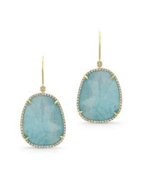 Anne Sisteron - 14kt Yellow Gold Blue Apatite Diamond Earrings - Lyst