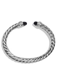 David Yurman | Silver Waverly Cable Bracelet With Black Onyx & Diamonds | Lyst