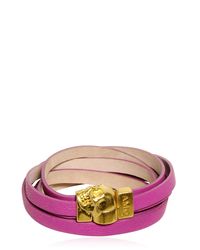 Alexander McQueen | Purple Skull Multi Rows Leather Bracelet | Lyst