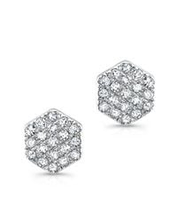 Anne Sisteron - 14kt White Gold Hexagon Diamond Stud Earrings - Lyst