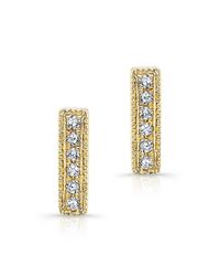 Anne Sisteron - 14kt Yellow Gold Diamond Mini Edge Bar Earrings - Lyst