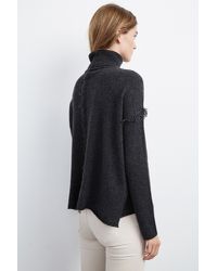 Velvet By Graham & Spencer - Gray Juju Feather Fringe Cashmere Sweater - Lyst