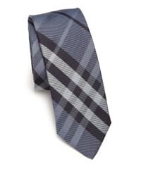 Burberry | Blue Check Silk Tie for Men | Lyst