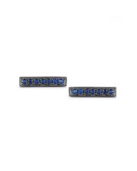 Dana Rebecca | Blue Sylvie Rose Sapphire Bar Earring In Black Rhodium | Lyst