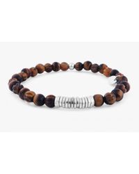 Tateossian - Disc Round Brown Tiger Eye Beaded Bracelet With Silver Spacer Discs for Men - Lyst