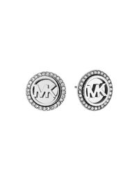 Michael Kors - Metallic Logo Silvertone Stainless Steel Stud Earrings - Lyst