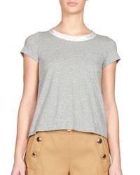 Sacai | Gray Luck Satin-back Jersey Tee | Lyst
