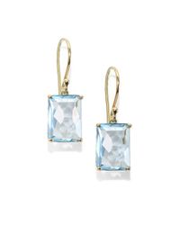 Ippolita | Metallic Rock Candy Gelato Blue Topaz & 18k Yellow Gold Rectangle Drop Earrings | Lyst